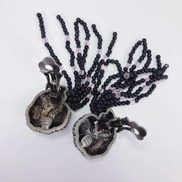 Signed Hutton Wilkinson HW Tassel Statement Clip Earrings Snail Shell Dangle VTG - Picture 14 of 14